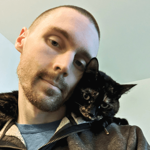 Picture of the author and his cat Mable